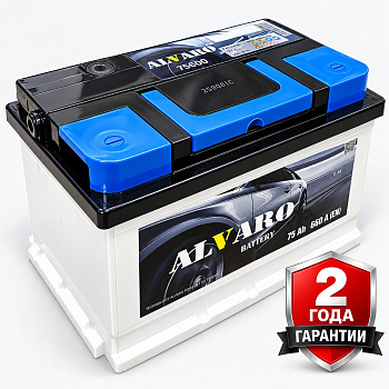 Аккумулятор ALVARO 75 Ah 650 A ОП низкий E43