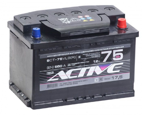 Аккумулятор ACTIVE 75Ah 620 A О.П. УЦЕНКА