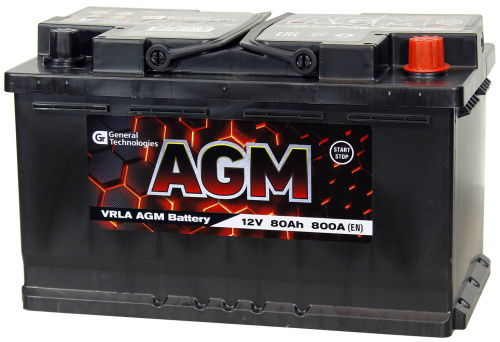 Аккумулятор GENERAL TECHNOLOGIES 80 Ah 800 A оп AGM