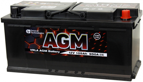Аккумулятор GENERAL TECHNOLOGIES 105 Ah 950 A оп AGM