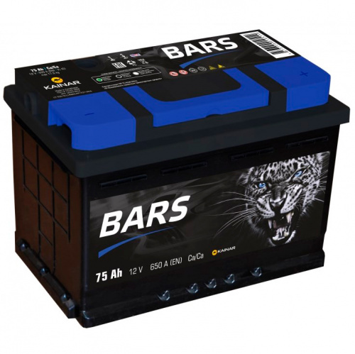 Аккумулятор BARS 75 Аh 650 A ОП низкий