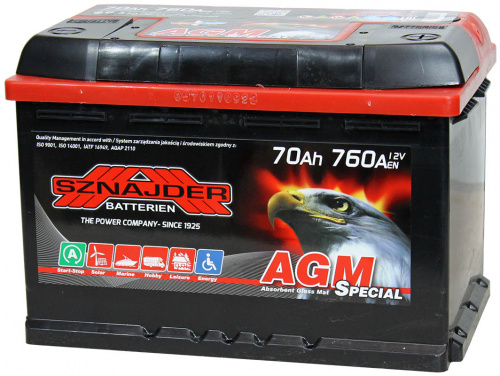 Аккумулятор Sznajder AGM 70Ah 760A ОП (ПОЛЬША)