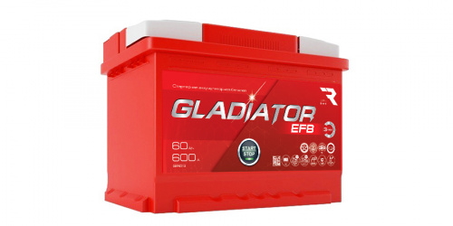 Аккумулятор GLADIATOR EFB 60 Ah 600 A START STOP ПП