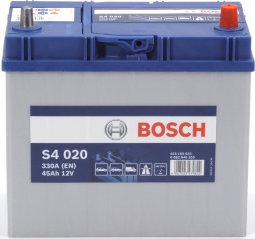 Аккумулятор BOSCH 45 Ач 330 А SILVER S4 020 ОП тонкие клеммы