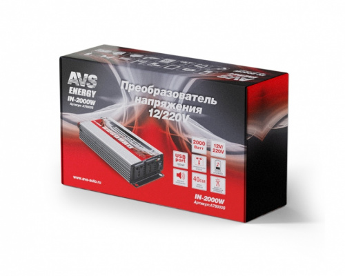 Инвертор автомобильный 12/220V AVS IN-2000W A78003S